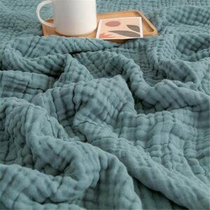 100 Cotton Muslin Throw Blanket 50x70 Teal Soft Lightweight Gauze All Season